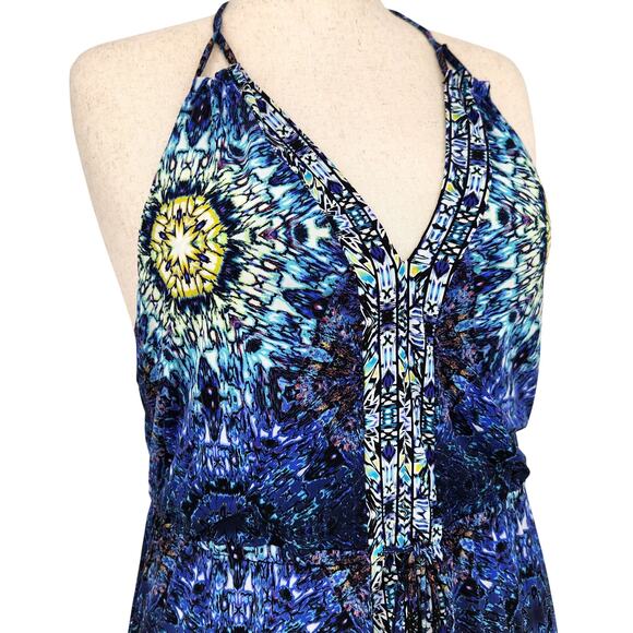 Red Carter Women Blue Mandala Printed Halter Swimwear Cover-Up Maxi Dress Size L - Picture 4 of 10